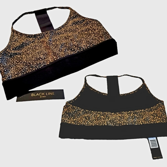 Noli Studio Bra Ultra Reflective Gold and Black Sz L NWT - Picture 1 of 5